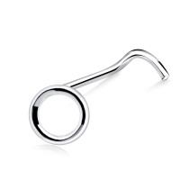 Ring Shaped Silver Curved Nose Stud NSKB-41